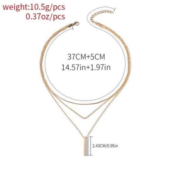 14K Gold filled pendant bar lariat necklace - Picture 2 of 5